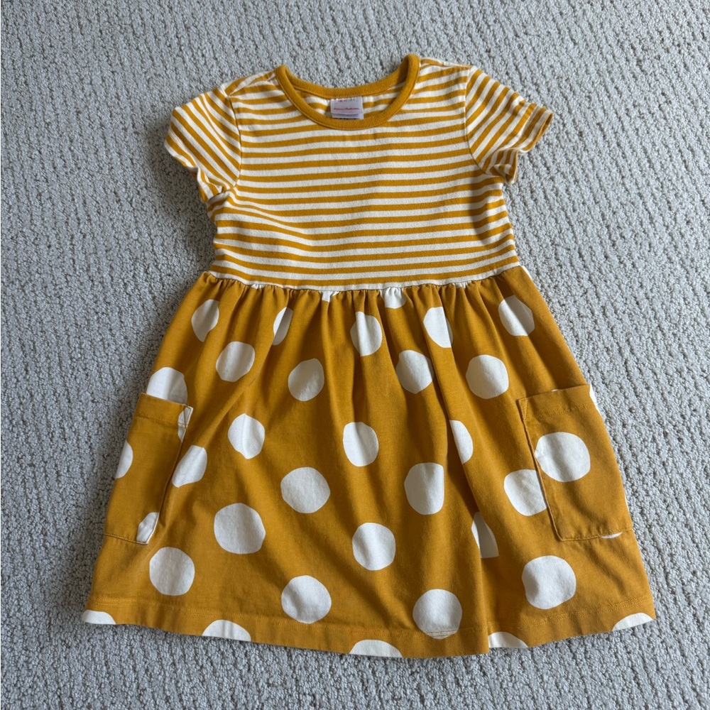 Hanna Andersson Yellow Striped and Polka Dot Kids Dress
